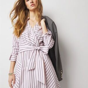 Chic Striped Long Sleeve Dress with Tie Waist